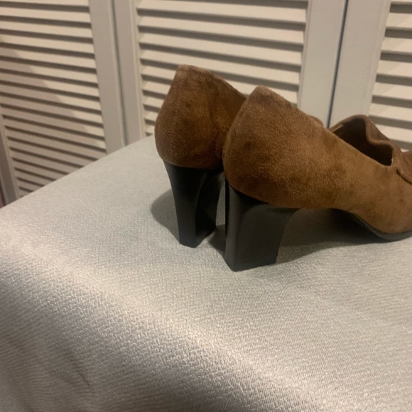 Franco Sarto square toe blocked heels Carmel suede Color size 7.5 - Picture 6 of 7